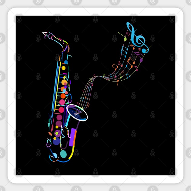 Saxophone - Saxophone And Musical Notes Sticker by Kudostees